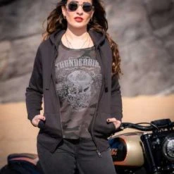 Thunderbike Clothing Thunderbike Damen Zip Hoodie Vintage Custom, Schwarz -jacket shop 19 20 1001v 3