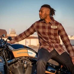 Thunderbike Clothing Thunderbike Herren Flanellhemd Karo Cherry/honey -jacket shop 19 32 1197v 31