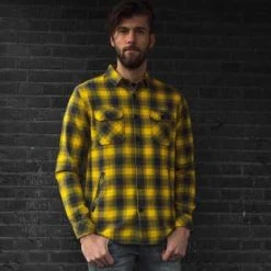 Motorcycle Storehouse MCS Worker Flanel Hemd Gelb/grau
