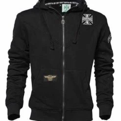West Coast Choppers Cross Panel Zip Hoodie Schwarz