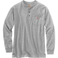 Carhartt Heavyweight Longsleeve Henley Pocket Grau Meliert