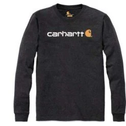 Carhartt Heavyweight Longsleeve Logo Graphic Carbon Grau Meliert
