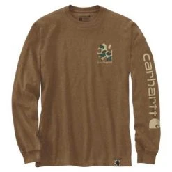 Carhartt Heavyweight Longsleeve Camo Logo Graphic Braun Meliert