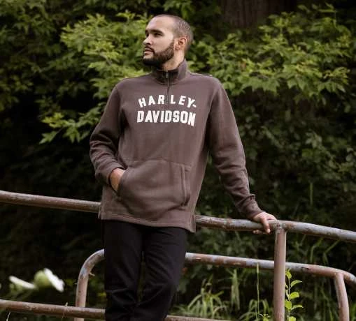 H-D Motorclothes Harley-Davidson Sweatshirt Racer Font 1/4-Zip Braun 3 H-D Motorclothes Harley-Davidson Sweatshirt Racer Font 1/4-Zip Braun – Bild 3