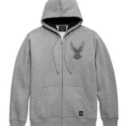 H-D Motorclothes Harley-Davidson Zip Hoodie Road Captain Grau Meliert