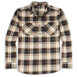 H-D Motorclothes Harley-Davidson Karo Hemd Block Font 2-Pocket Abbey Stone
