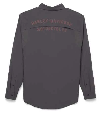 H-D Motorclothes Harley-Davidson Performance Hemd Mit Mesh Einsatz Grau 2 H-D Motorclothes Harley-Davidson Performance Hemd Mit Mesh Einsatz Grau – Bild 2