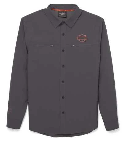 H-D Motorclothes Harley-Davidson Performance Hemd Mit Mesh Einsatz Grau 1 H-D Motorclothes Harley-Davidson Performance Hemd Mit Mesh Einsatz Grau