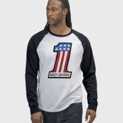 H-D Motorclothes Harley-Davidson Reglan Longsleeve #1 Race Schwarz/weiß -jacket shop 96067 22vm 3