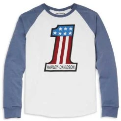 H-D Motorclothes Harley-Davidson Reglan Longsleeve #1 Race Blau/weiß