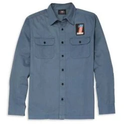 H-D Motorclothes Harley-Davidson Hemd Block Font Solid Mechanics Blau