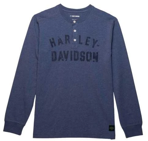 H-D Motorclothes Harley-Davidson Henley Shirt Staple Blau Meliert 1 H-D Motorclothes Harley-Davidson Henley Shirt Staple Blau Meliert