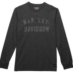 H-D Motorclothes Harley-Davidson Henley Shirt Staple Dunkelgrau