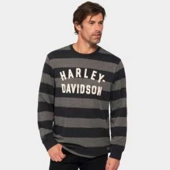 H-D Motorclothes Harley-Davidson Longsleeve Staple Striped Schwarz/grau -jacket shop 96095 23vm 3