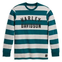 H-D Motorclothes Harley-Davidson Longsleeve Staple Striped Grün/grau