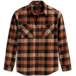 H-D Motorclothes Harley-Davidson Hemd Essence Karo Schwarz/braun
