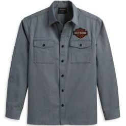 H-D Motorclothes Harley-Davidson Hemd Bar & Shield Graublau