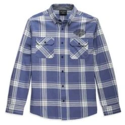 H-D Motorclothes Harley-Davidson Hemd Road Captain Karo Blau