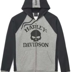 H-D Motorclothes Harley-Davidson Zip Hoodie Willie G Skull Colorblock Schwarz/grau