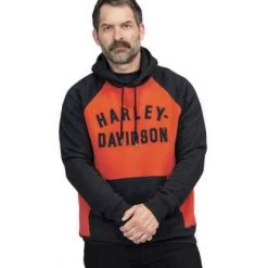 H-D Motorclothes Harley-Davidson Hoodie Classic Staple Raglan Colorblock Orange -jacket shop 96288 22vm 4