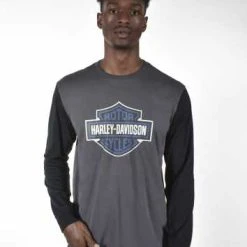 H-D Motorclothes Harley-Davidson Longsleeve Contrast Sleeve Grau/schwarz -jacket shop 96333 21vm 2