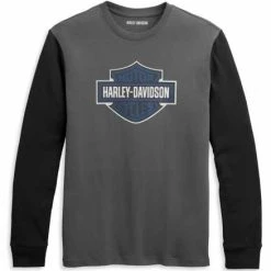 H-D Motorclothes Harley-Davidson Longsleeve Contrast Sleeve Grau/schwarz