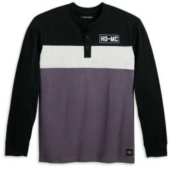 H-D Motorclothes Harley-Davidson Henley HD-MC Colorblocked Grau/schwarz/weiß