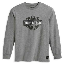 H-D Motorclothes Harley-Davidson Longsleeve Bar & Shield Grau Meliert