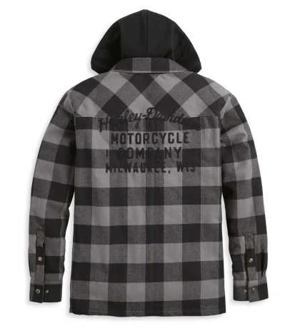 H-D Motorclothes Harley-Davidson Hooded Shirt Onwards Karo Schwarz/grau 2 H-D Motorclothes Harley-Davidson Hooded Shirt Onwards Karo Schwarz/grau – Bild 2