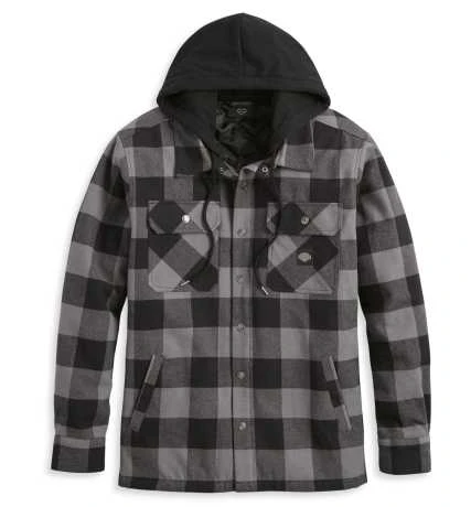 H-D Motorclothes Harley-Davidson Hooded Shirt Onwards Karo Schwarz/grau 1 H-D Motorclothes Harley-Davidson Hooded Shirt Onwards Karo Schwarz/grau