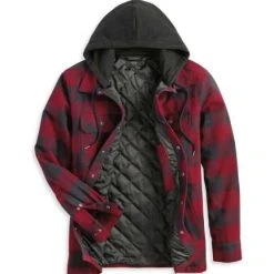 H-D Motorclothes Harley-Davidson Hooded Shirt Onwards Karo Rot/grau -jacket shop 96357 23vm 31