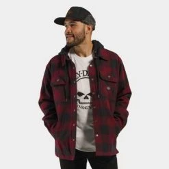 H-D Motorclothes Harley-Davidson Hooded Shirt Onwards Karo Rot/grau -jacket shop 96357 23vm 51