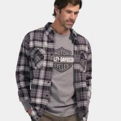 H-D Motorclothes Harley-Davidson Hemd Essence Flannel Schwarz/grau 5 H-D Motorclothes Harley-Davidson Hemd Essence Flannel Schwarz/grau -jacket shop 96360 23vm 31