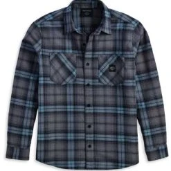 H-D Motorclothes Harley-Davidson Harley Forever Flannel Karo Blau