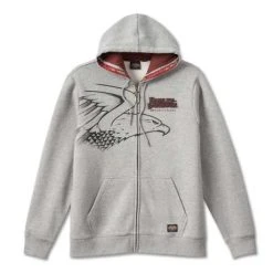 H-D Motorclothes Harley-Davidson Zip Hoodie 120th Anniversary Eagle Grau Meliert