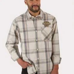 H-D Motorclothes Harley-Davidson Hemd Classic Bar & Shield Karo Off-white -jacket shop 96643 23vm 31