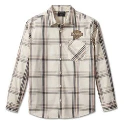 H-D Motorclothes Harley-Davidson Hemd Classic Bar & Shield Karo Off-white