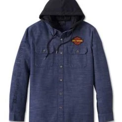 H-D Motorclothes Harley-Davidson Hooded Shirt Whiplash Blau