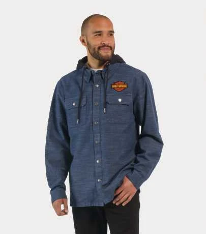 H-D Motorclothes Harley-Davidson Hooded Shirt Whiplash Blau 3 H-D Motorclothes Harley-Davidson Hooded Shirt Whiplash Blau – Bild 3