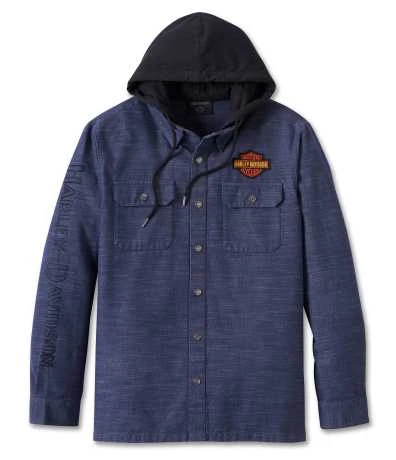 H-D Motorclothes Harley-Davidson Hooded Shirt Whiplash Blau 1 H-D Motorclothes Harley-Davidson Hooded Shirt Whiplash Blau