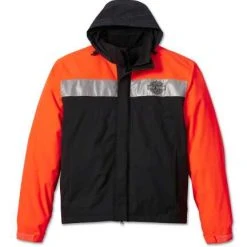 H-D Motorclothes Harley-Davidson Regenjacke Full Speed II Schwarz/orange