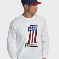H-D Motorclothes Harley-Davidson #1 Race Longsleeve Weiß -jacket shop 99002 22vm 31