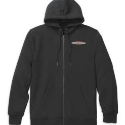 H-D Motorclothes Harley-Davidson Stacked Logo Zip Hoodie Schwarz