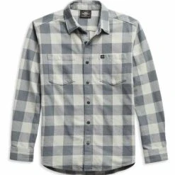 H-D Motorclothes Harley-Davidson Hemd #1 Logo Karo Grau