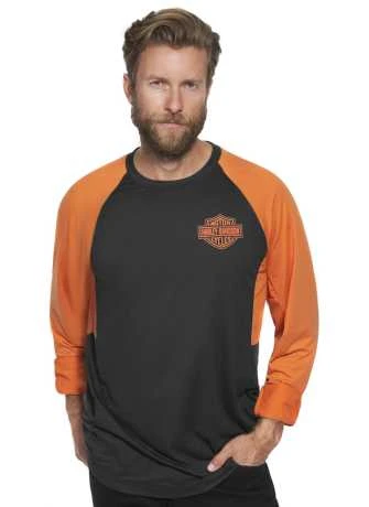 H-D Motorclothes Harley-Davidson Longsleeve Performance Bar & Shield Schwarz/orange 3 H-D Motorclothes Harley-Davidson Longsleeve Performance Bar & Shield Schwarz/orange – Bild 3