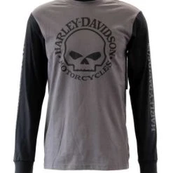H-D Motorclothes Harley-Davidson Longsleeve Willie G Skull Colorblock Grau/schwarz