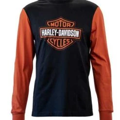 H-D Motorclothes Harley-Davidson Longsleeve Colorblocked Bar & Shield Schwarz/orange