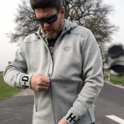 H-D Motorclothes Harley-Davidson Zip Hoodie Rib-Knit Side Grau -jacket shop 99093 20vh 31