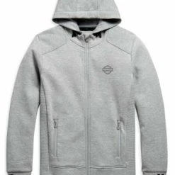 H-D Motorclothes Harley-Davidson Zip Hoodie Rib-Knit Side Grau