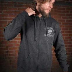 H-D Motorclothes Harley-Davidson Skull Zip Hoodie, Grau -jacket shop 99107 18vm 4